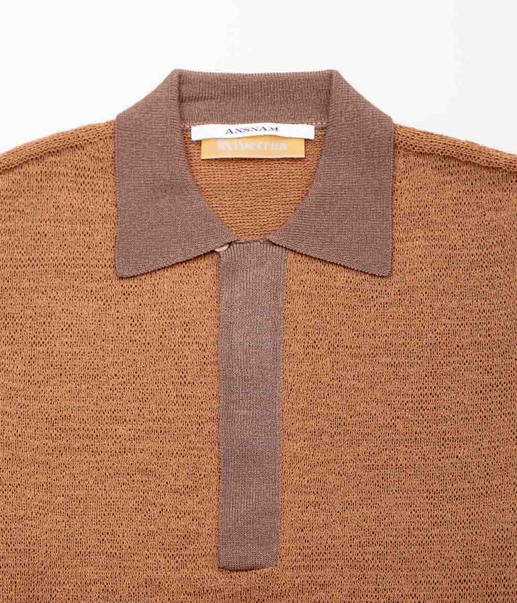 ANSNAM''TAPE YARN KNIT POLO''(BROWN)