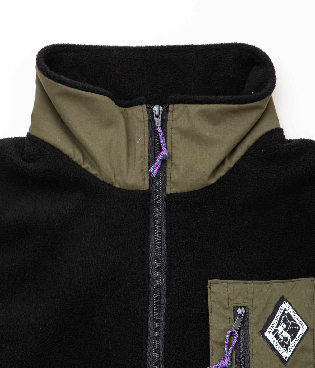 ATMOSPHERE MOUNTAINWORKS "FLEECE 1/4 ZIP PULLOVER"(BLACK×OLIVE)