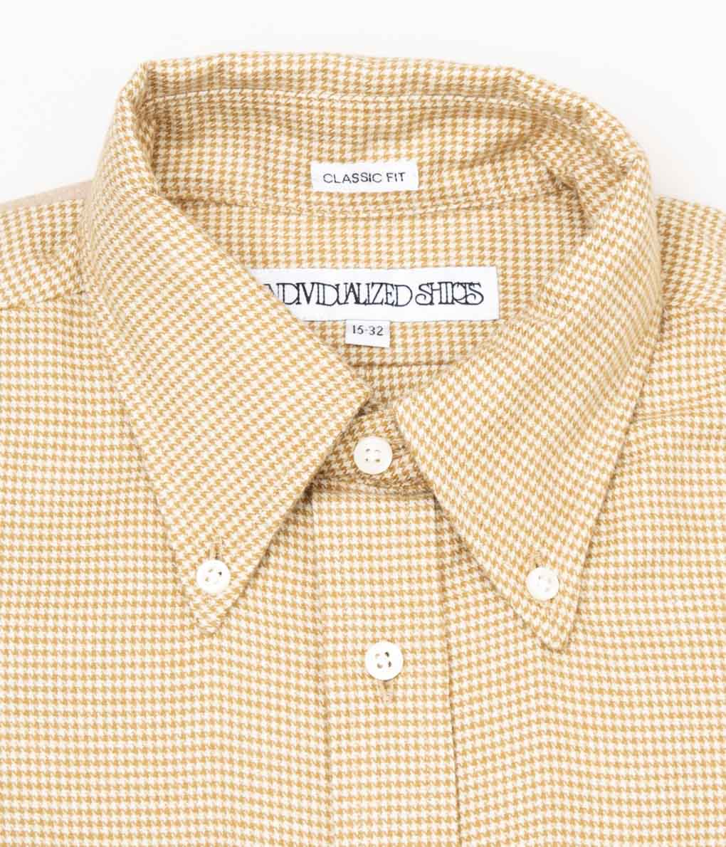 INDIVIDUALIZED SHIRTS "FLANNEL HOUNDSTOOTH (CLASSIC FIT BUTTON DOWN SHIRT)(GOLD)"