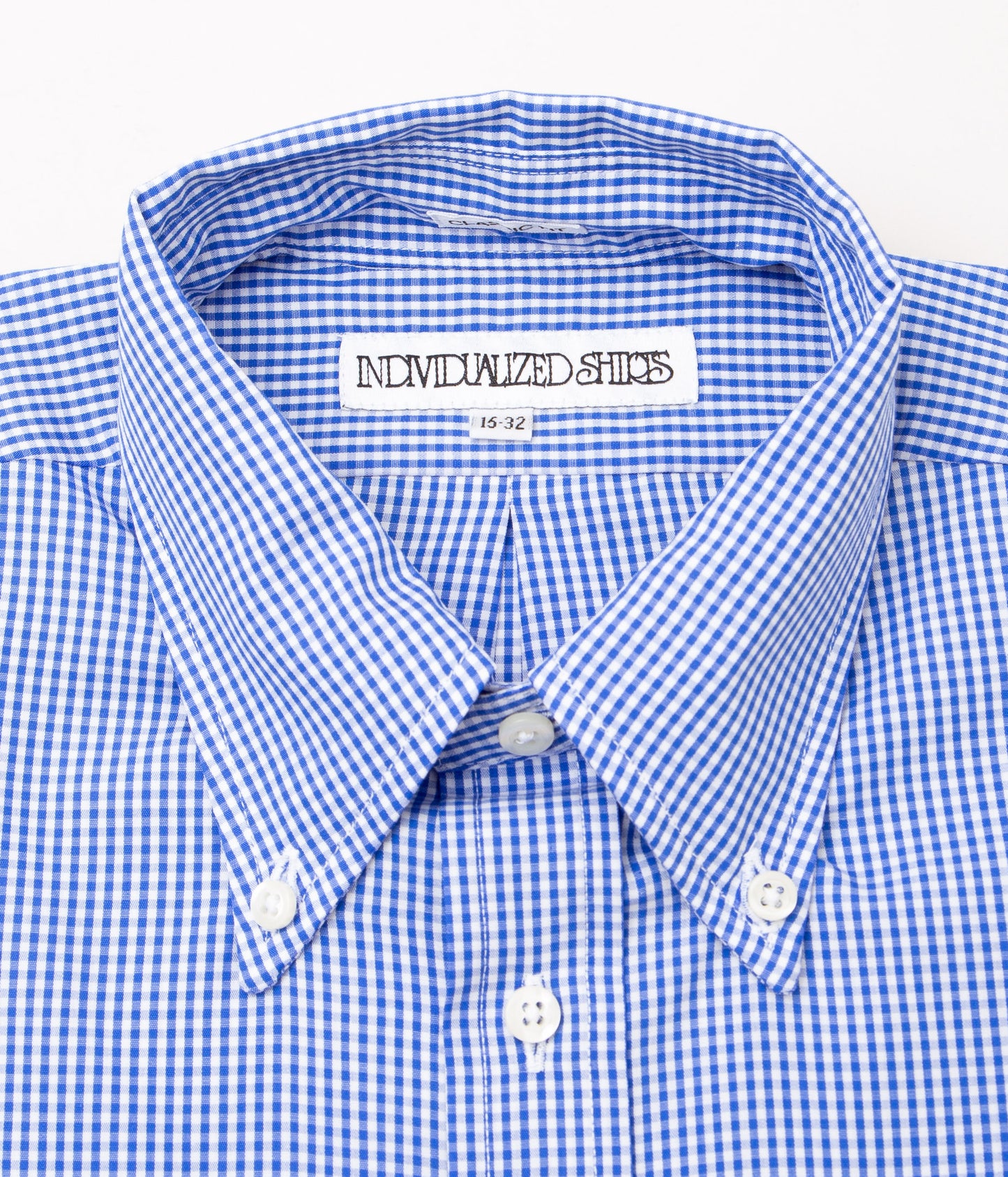 INDIVIDUALIZED SHIRTS "CLASSIC GINGHAM (CLASSIC FIT BUTTON DOWN SHIRT)"(BLUE)