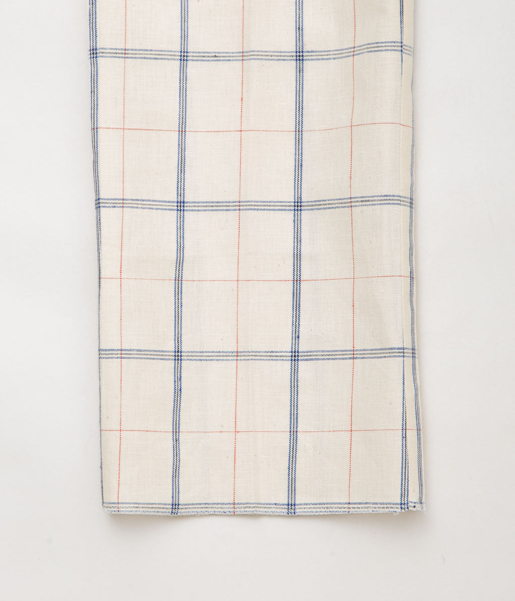 RICHARD MASCIANTONIO ''TROUSERS GERE'' (WHITE PLAID COTTON LINEN)