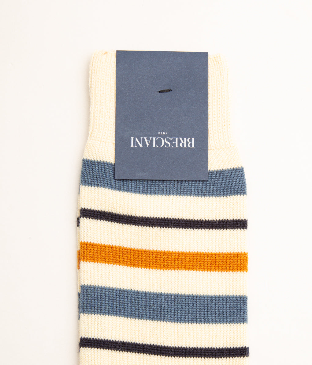 BRESCIANI "MULTI BORDER"(ECRU x BLUE x MUSTARD x NAVY)