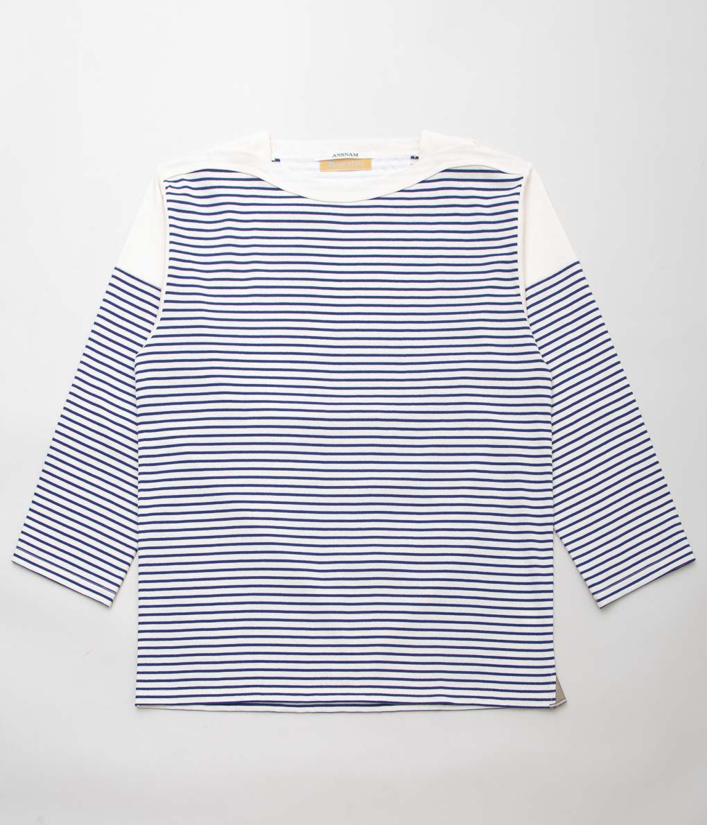 ANSNAM''BORDER BOAT NECK L/S TEE''(WHITE×BLUE) – THE STORE
