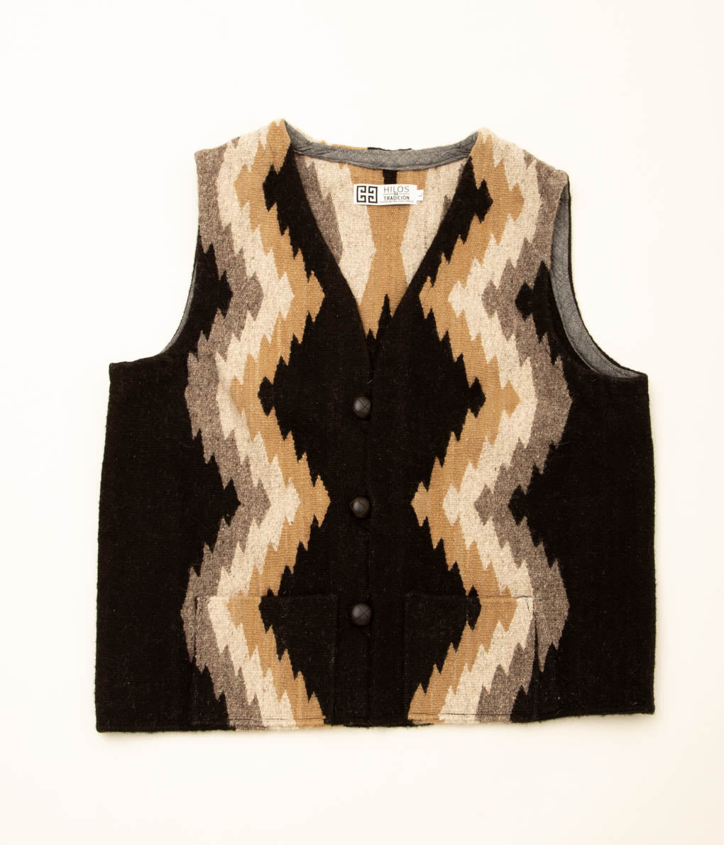 ISAAC VASQUEZ "OAXACA RUG VEST (ZIG-ZAG) "(BLACK)