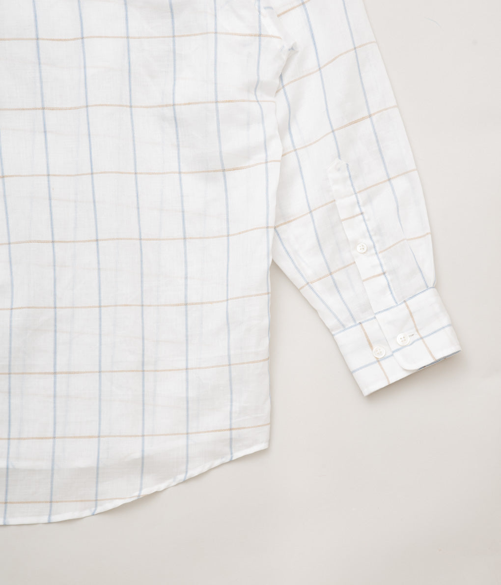 I AM DORK''BIG WORK SHIRT / DEADSTOCK COTTON LINEN''(WHITE CHECK)