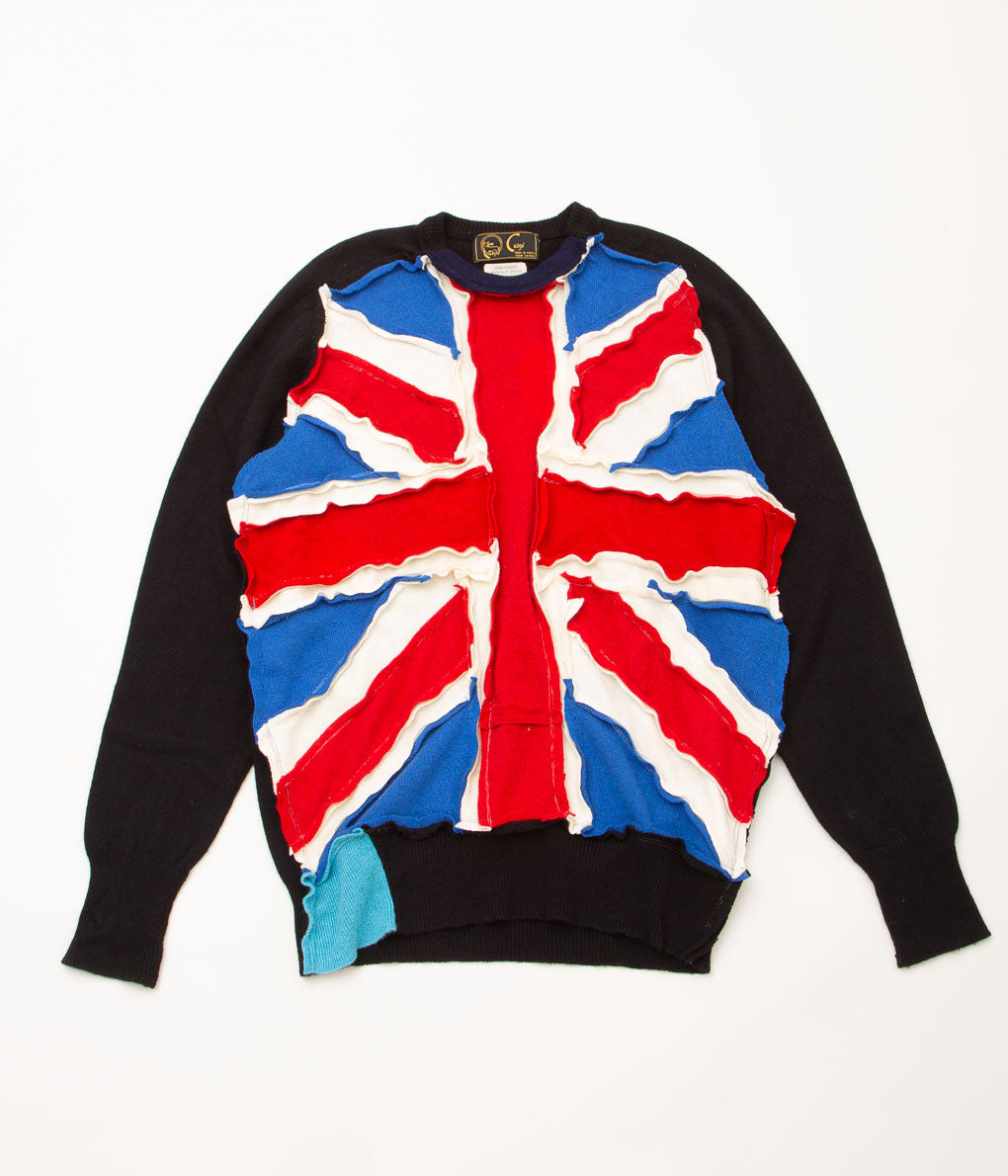 SHINYA NOMOTO"HANDMADE PATCHWORK UNION JACK CASHMERE SWEATER"(BLACK)