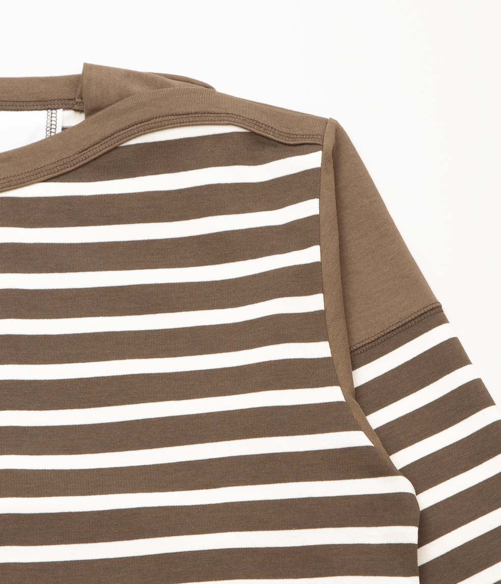 ANSNAM''BORDER BOAT NECK L/S TEE''(BROWN×WHITE)