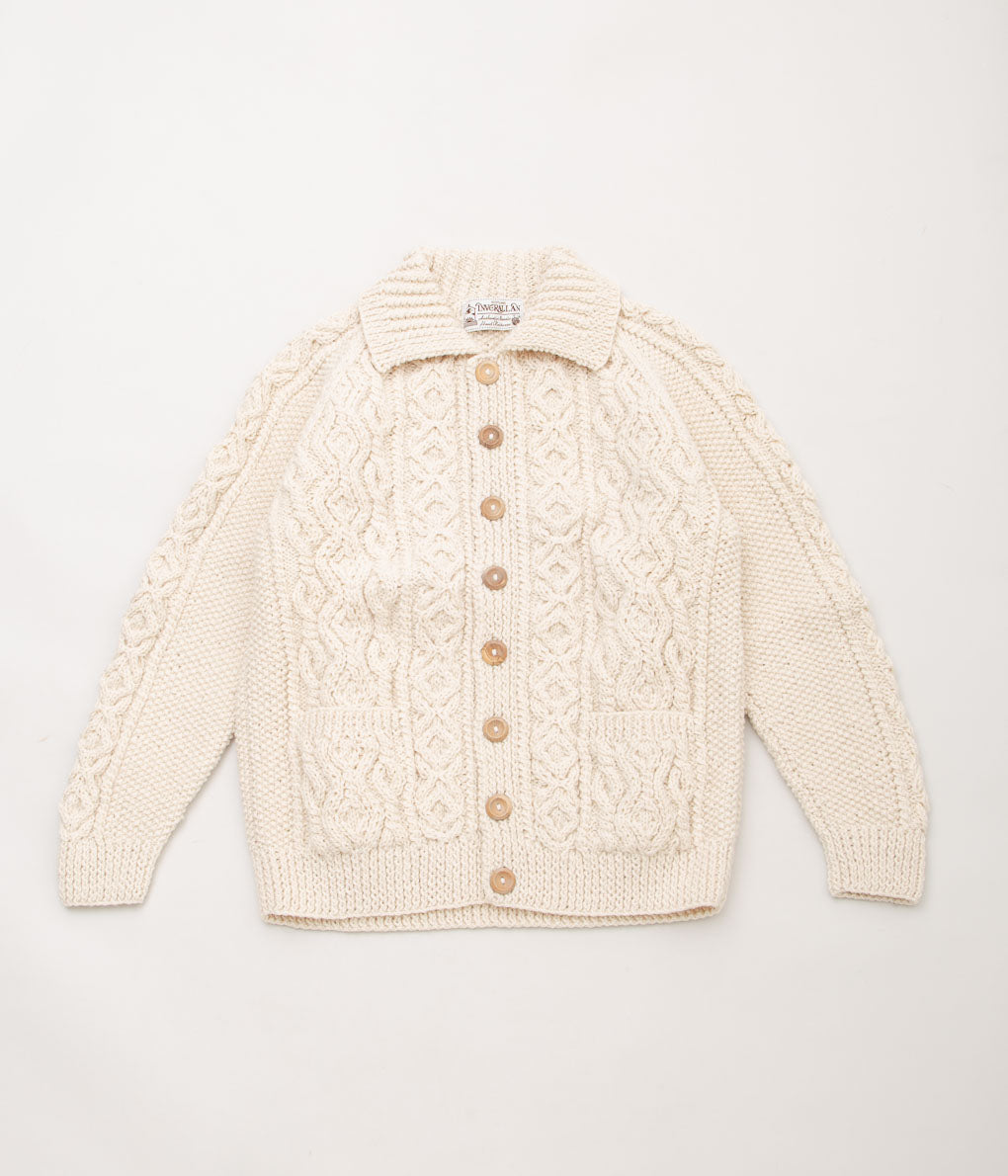 INVERALLAN "3A LUMBER CARDIGAN (ARAN)" (NATURAL)