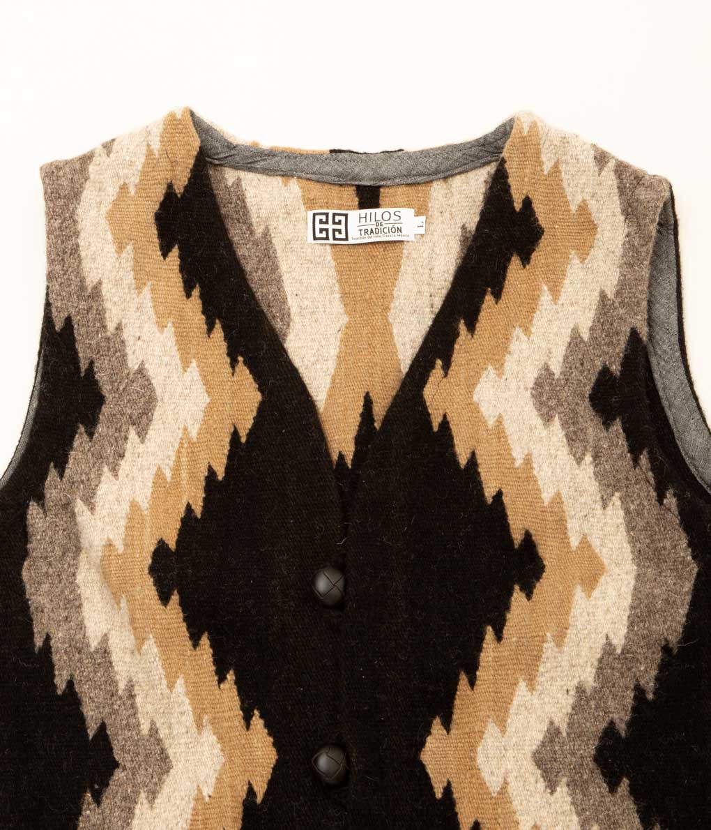 ISAAC VASQUEZ "OAXACA RUG VEST (ZIG-ZAG) "(BLACK)