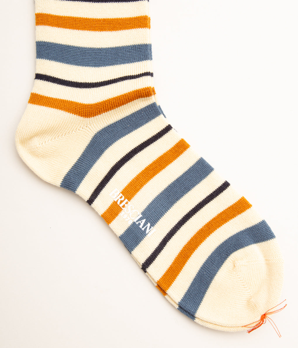 BRESCIANI "MULTI BORDER"(ECRU x BLUE x MUSTARD x NAVY)