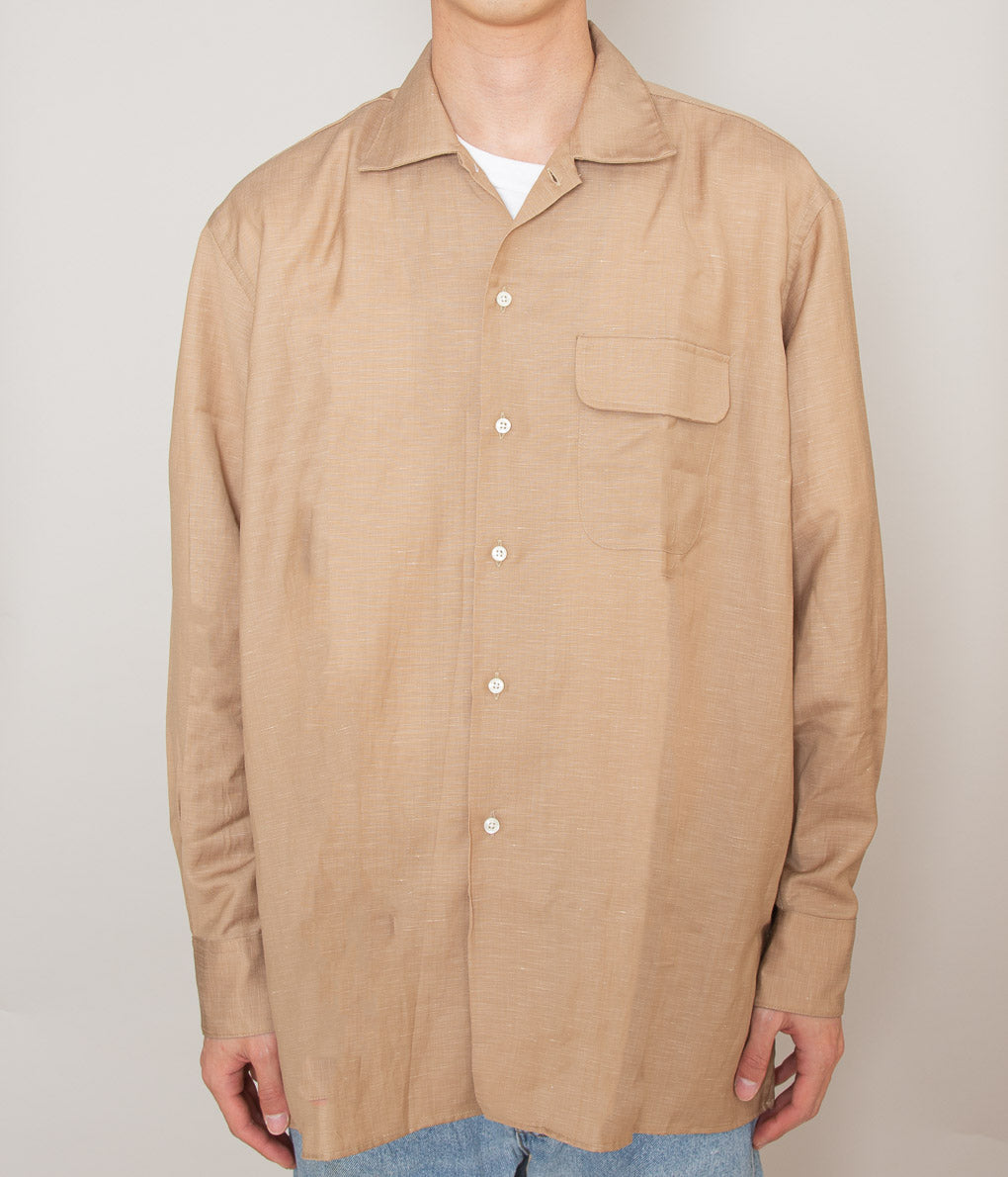 INDIVIDUALIZED SHIRTS×MAIDENS SHOP "SUPER 130's WOOL LINEN CAMP COLLAR SHIRT" (BEIGE)