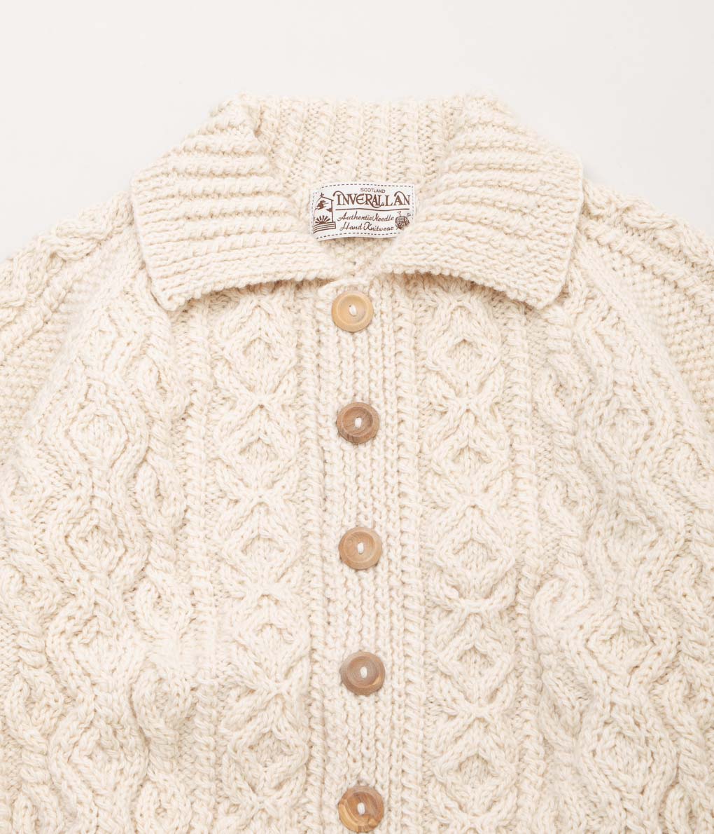 INVERALLAN "3A LUMBER CARDIGAN (ARAN)" (NATURAL)