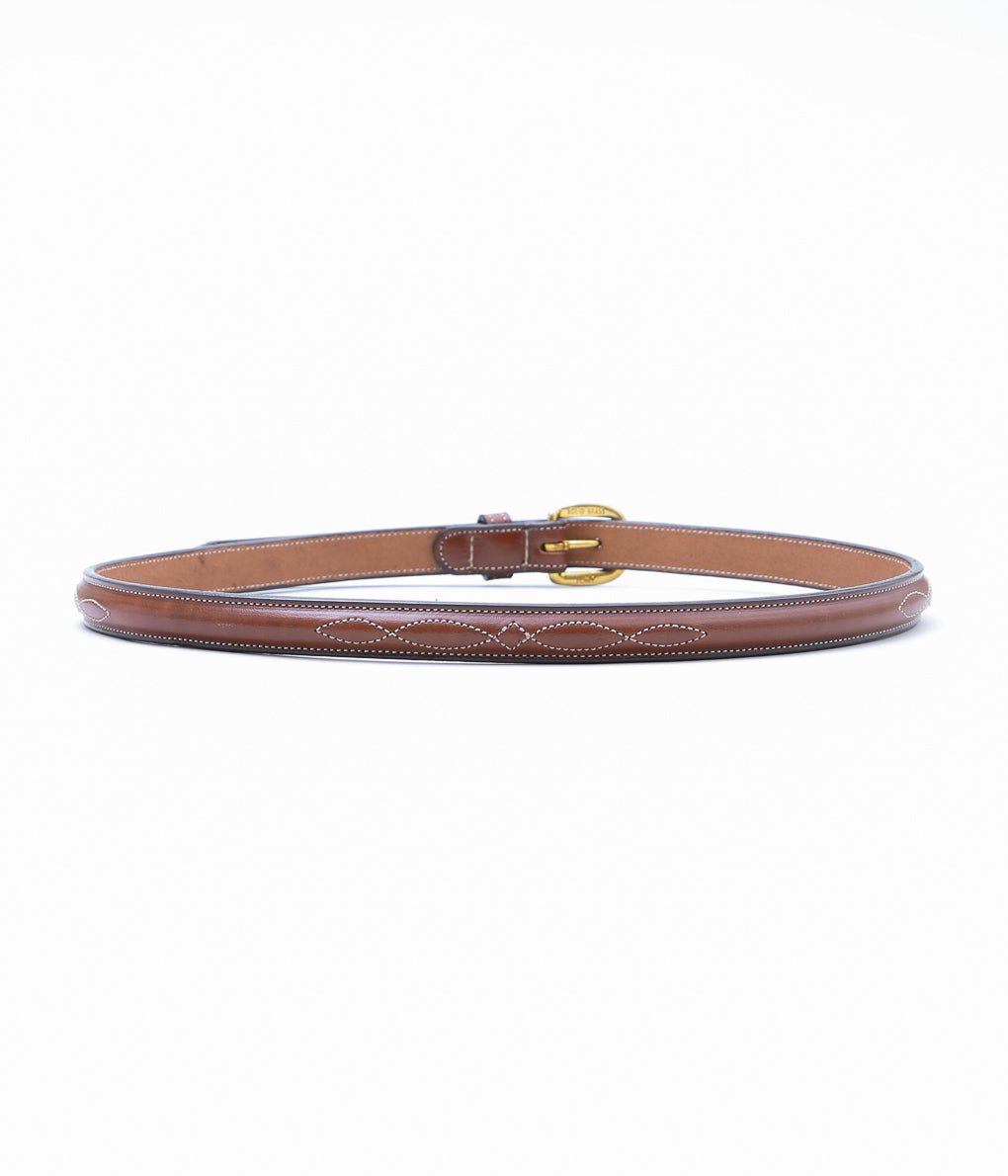 TORY LEATHER ''2375 3/4 BRIDLE LEATHER RAISED FANCY STITCHED BELT'' (OAKBARK/BRASS)