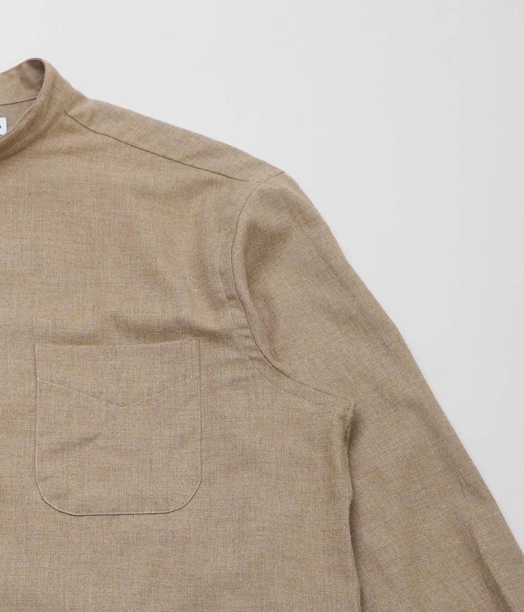 INDIVIDUALIZED SHIRTS×MAIDENS SHOP ''BRUSHED TWILL BAND COLLAR SHIRT'' (HEATHER BROWN)