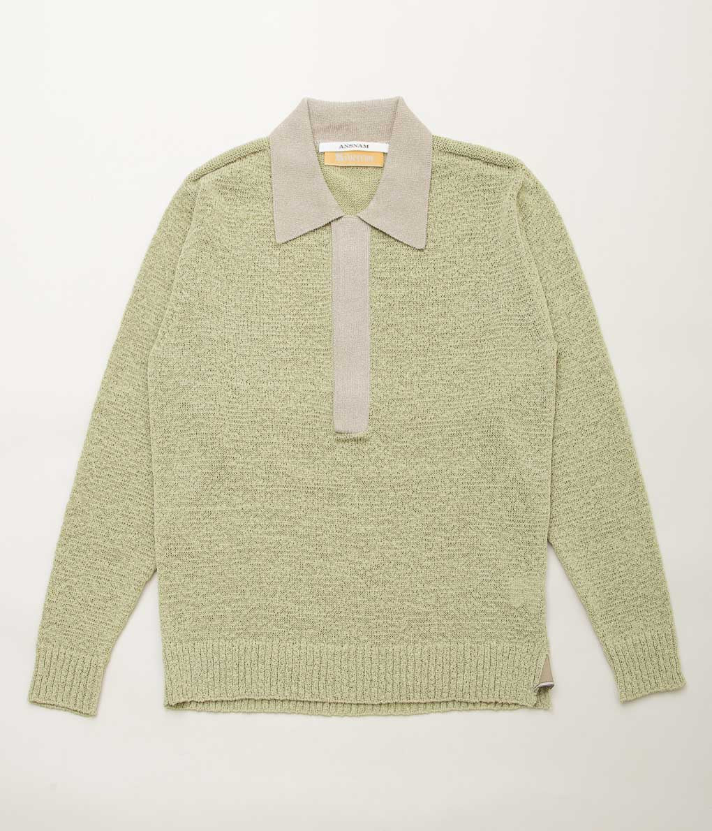 ANSNAM''TAPE YARN KNIT POLO''(GREEN)