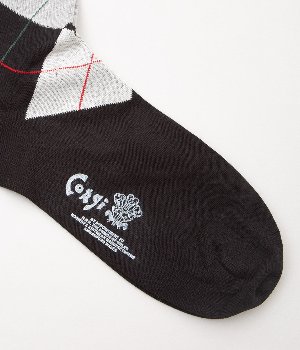 CORGI "MEN'S ARGYLE SOCKS"(BLACK)