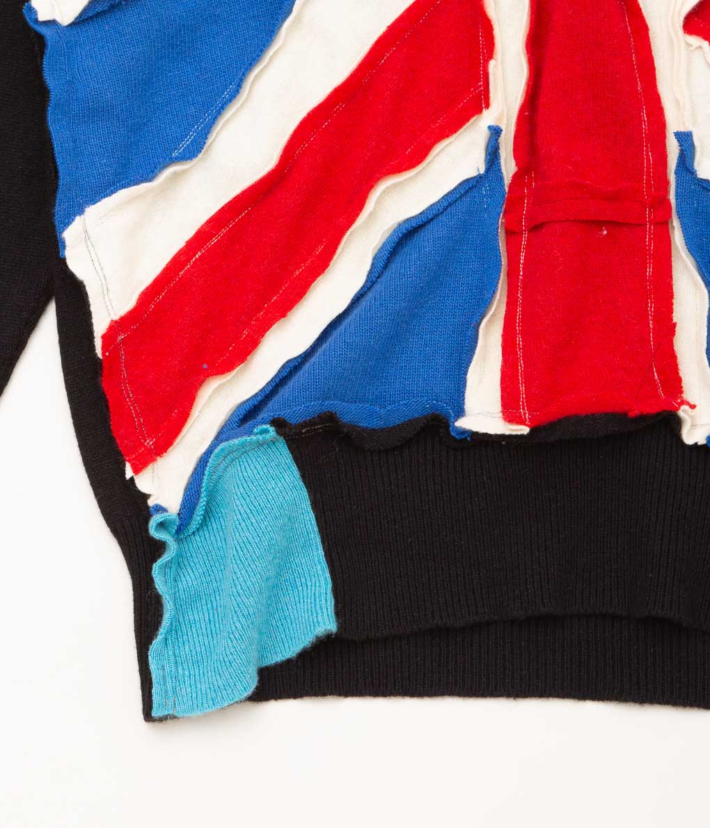 SHINYA NOMOTO"HANDMADE PATCHWORK UNION JACK CASHMERE SWEATER"(BLACK)