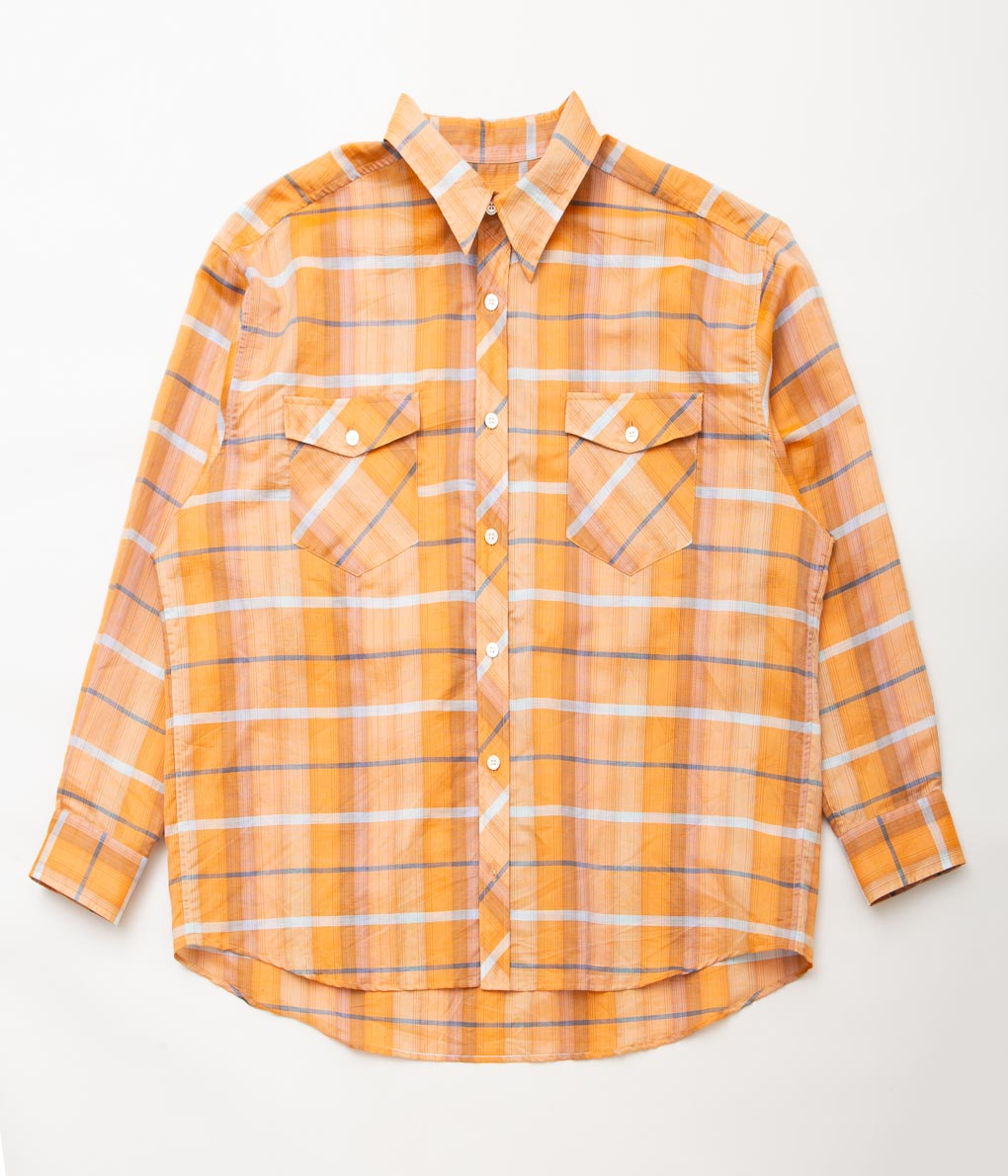 I AM DORK''BIG WORK SHIRT / DEADSTOCK COTTON LINEN''(ORANGE CHECK)