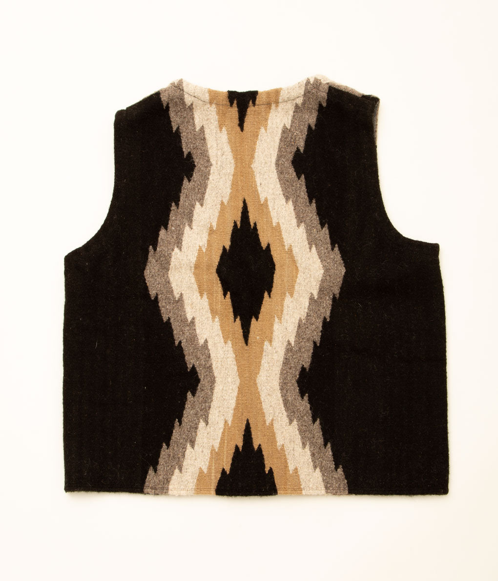 ISAAC VASQUEZ "OAXACA RUG VEST (ZIG-ZAG) "(BLACK)