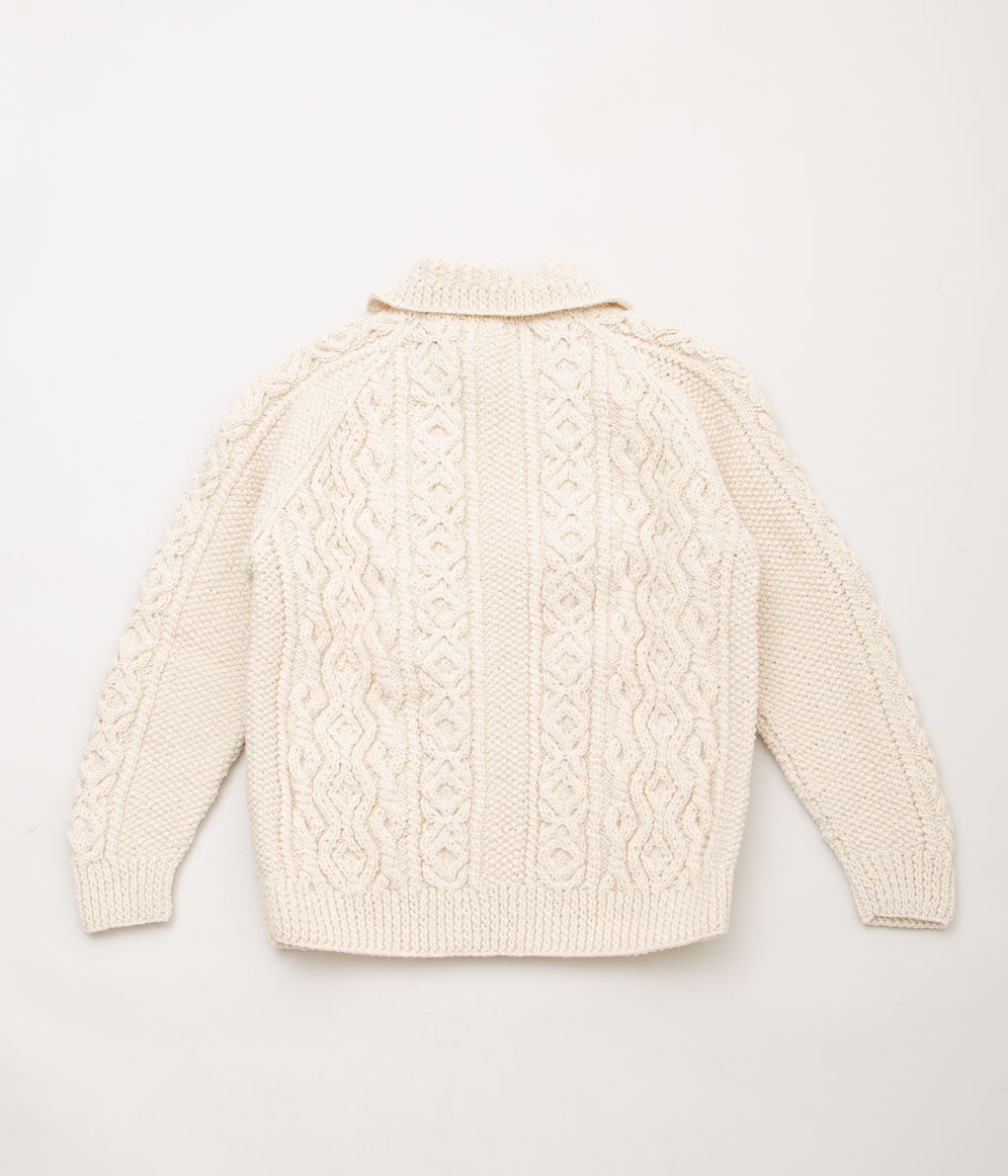 INVERALLAN "3A LUMBER CARDIGAN (ARAN)" (NATURAL)