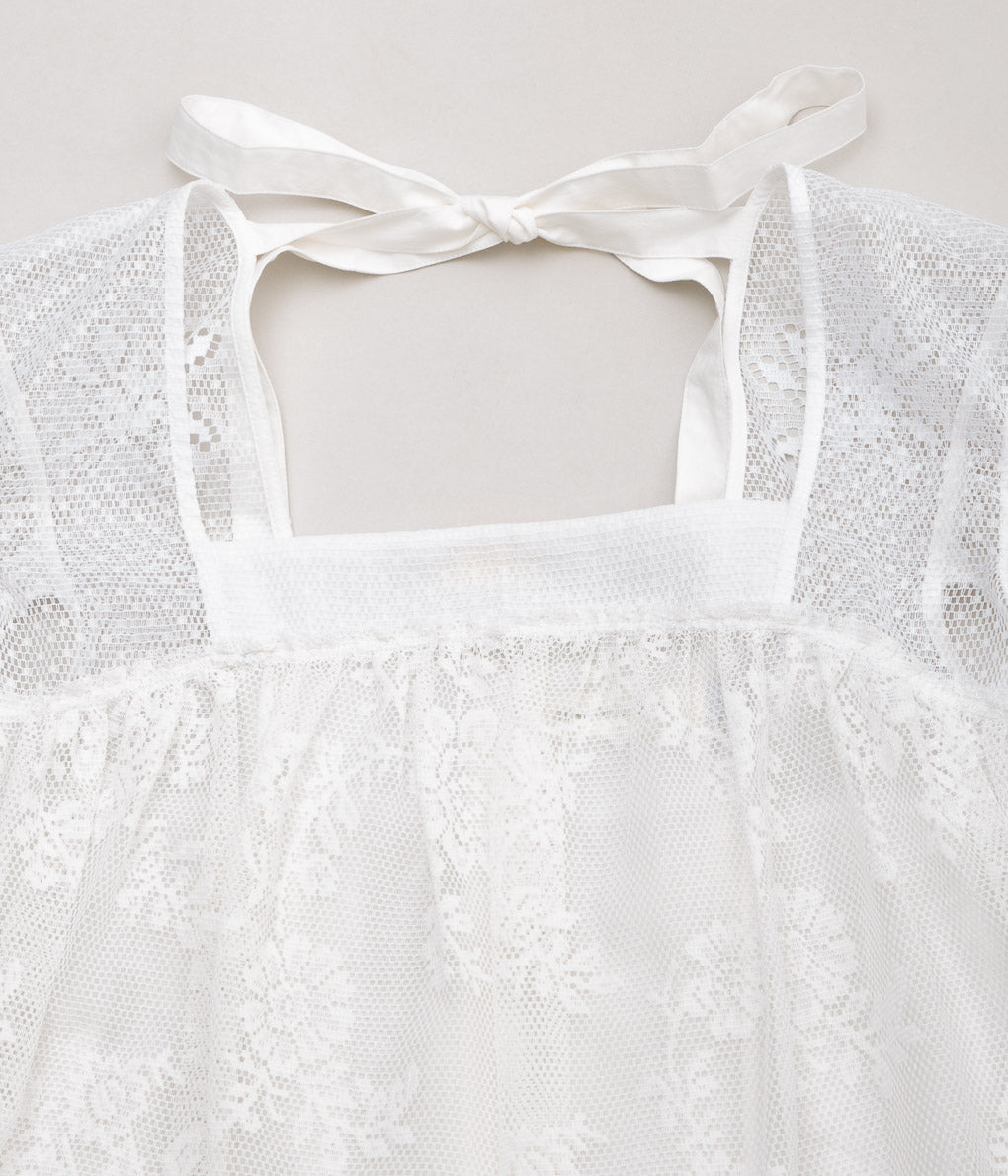 RENATA BRENHA "SERENO TOP"(OFF WHITE, UPCYCLED LACE CURTAINS)