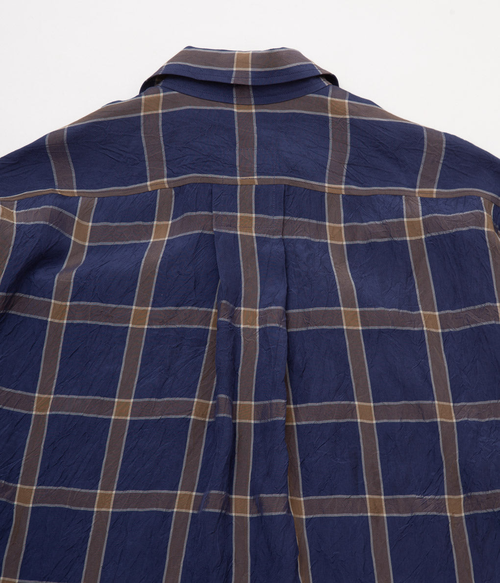I AM DORK "BIG WORK SHIRT / VISCOSE"(NAVY×BROWN)