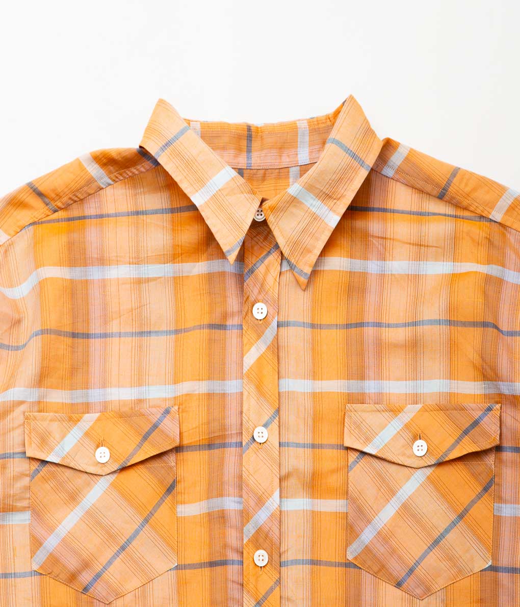 I AM DORK''BIG WORK SHIRT / DEADSTOCK COTTON LINEN''(ORANGE CHECK)