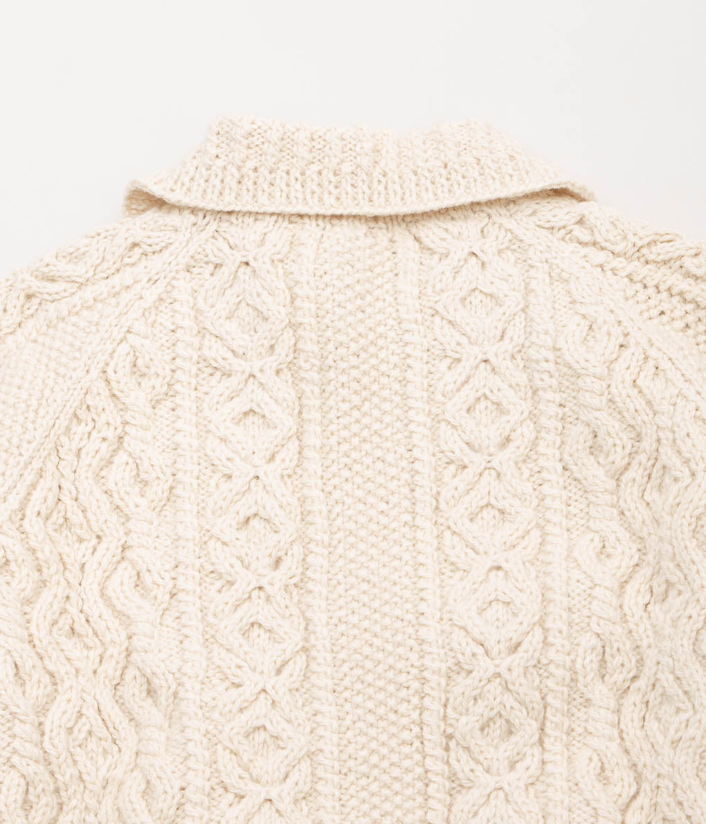 INVERALLAN "3A LUMBER CARDIGAN (ARAN)" (NATURAL)