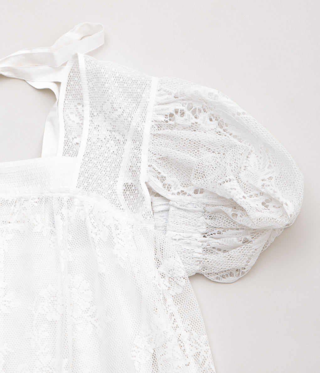 RENATA BRENHA "SERENO TOP"(OFF WHITE, UPCYCLED LACE CURTAINS)