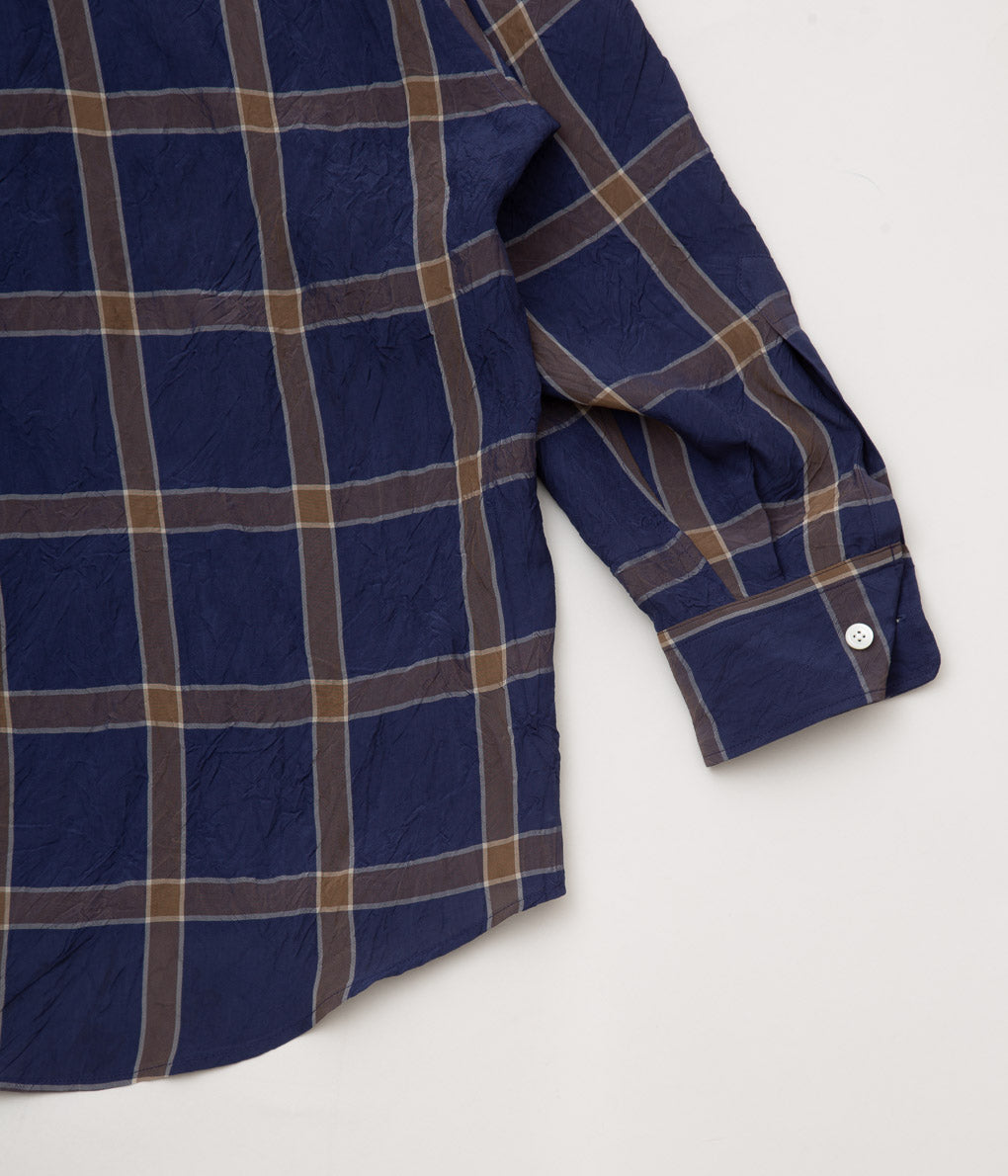 I AM DORK "BIG WORK SHIRT / VISCOSE"(NAVY×BROWN)