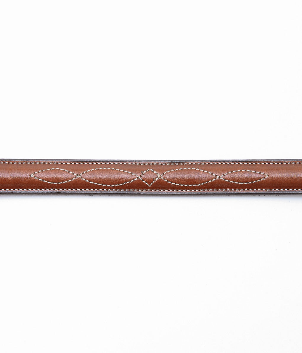 TORY LEATHER ''2375 3/4 BRIDLE LEATHER RAISED FANCY STITCHED BELT'' (OAKBARK/BRASS)