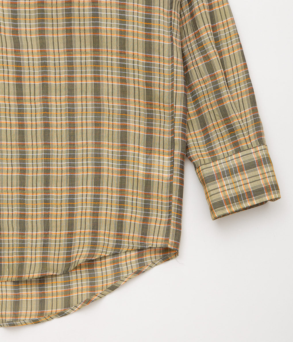 I AM DORK''BIG WORK SHIRT / DEADSTOCK COTTON LINEN''(GREEN×ORANGE CHECK)