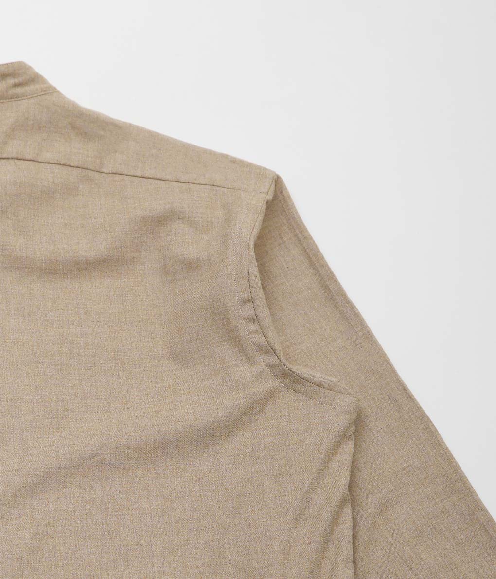 INDIVIDUALIZED SHIRTS×MAIDENS SHOP ''BRUSHED TWILL BAND COLLAR SHIRT'' (HEATHER BROWN)