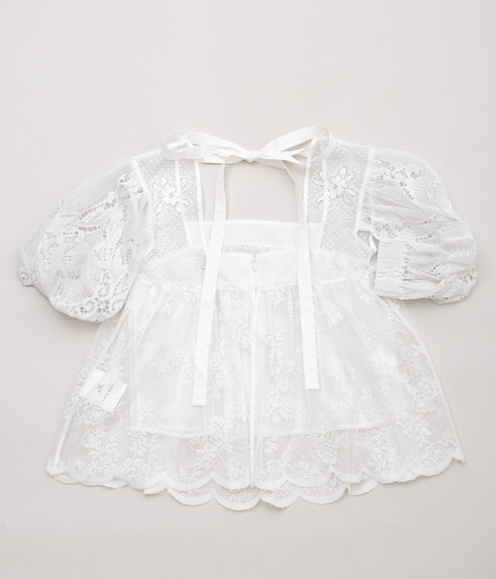 RENATA BRENHA "SERENO TOP"(OFF WHITE, UPCYCLED LACE CURTAINS)