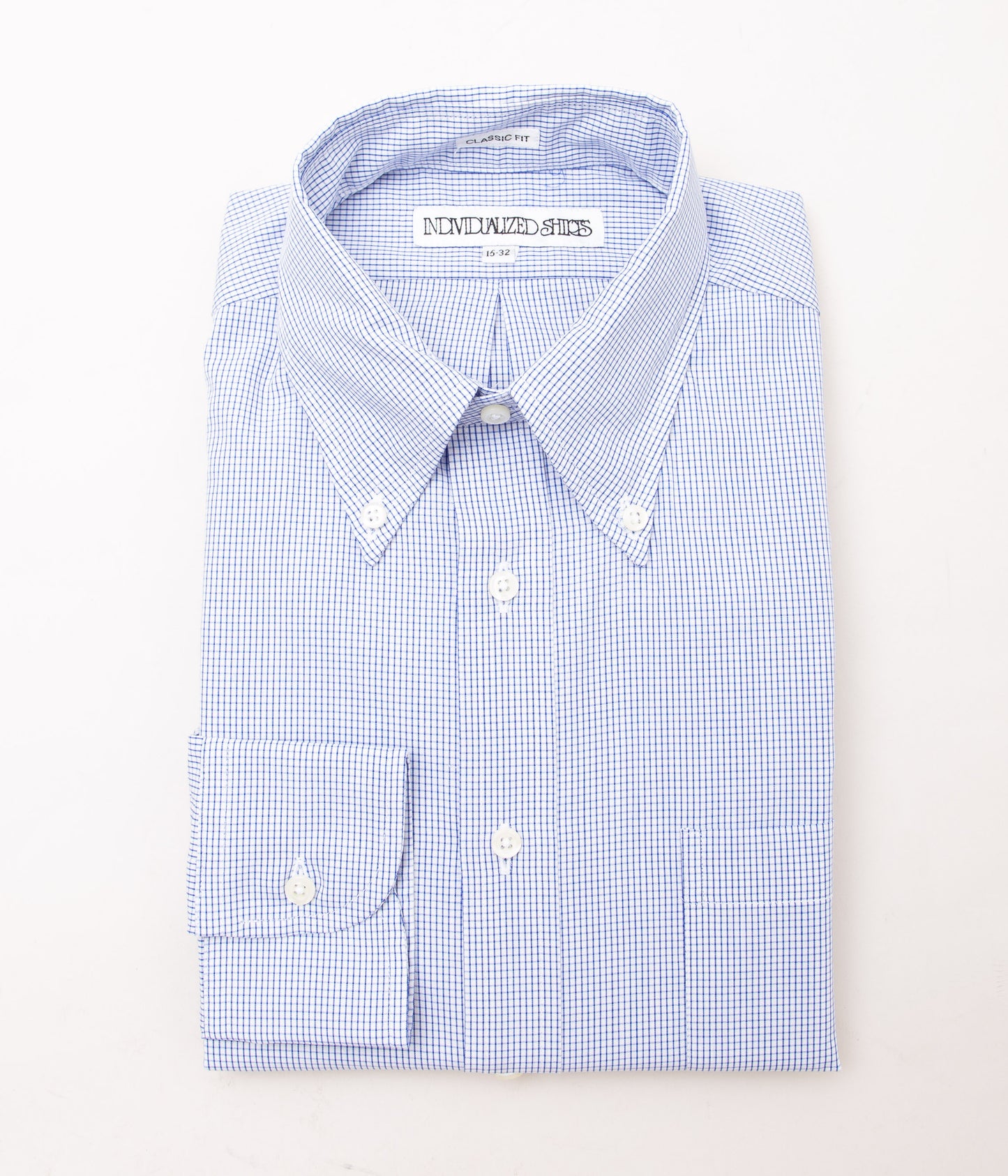 INDIVIDUALIZED SHIRTS "CLASSIC TINY CHECK (CLASSIC FIT BUTTON DOWN SHIRT)	"(BLUE)