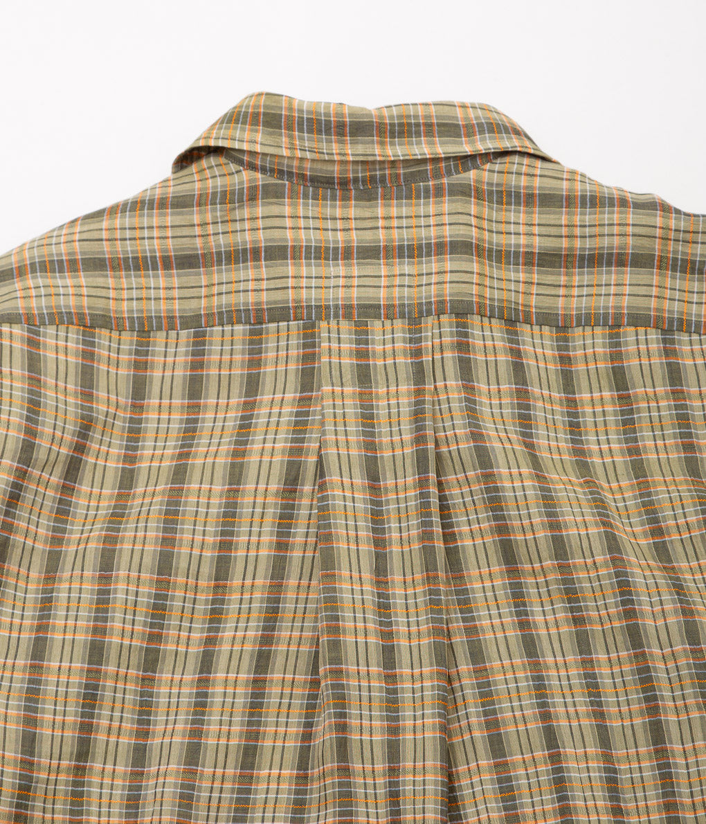 I AM DORK''BIG WORK SHIRT / DEADSTOCK COTTON LINEN''(GREEN×ORANGE CHECK)