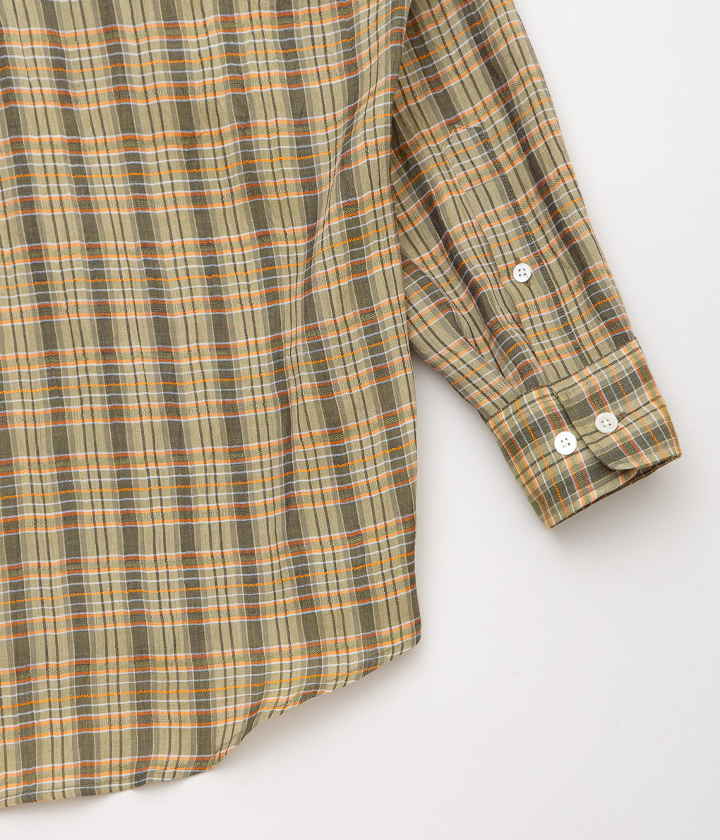 I AM DORK''BIG WORK SHIRT / DEADSTOCK COTTON LINEN''(GREEN×ORANGE CHECK)