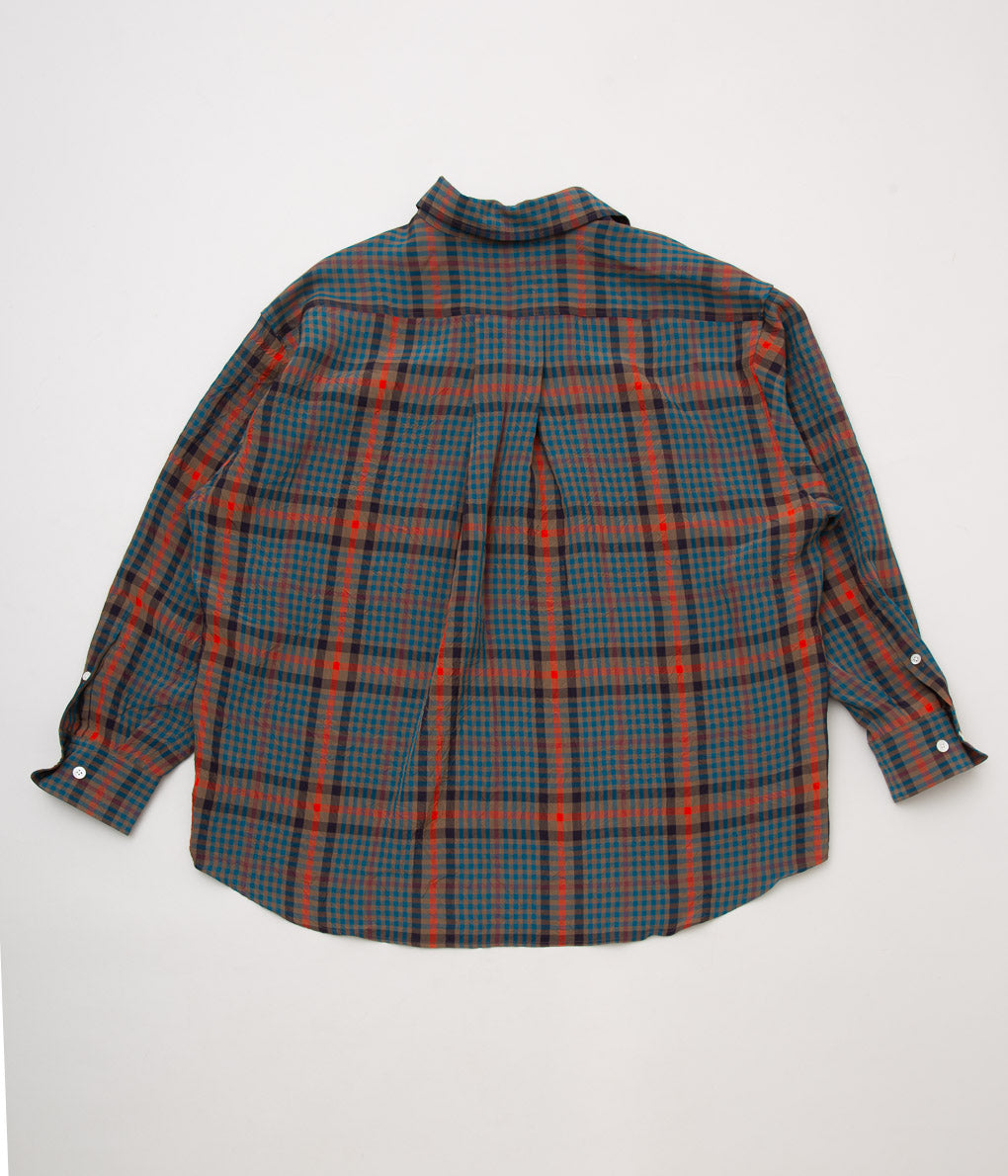 I AM DORK "BIG WORK SHIRT / VISCOSE"(BLUE×ORANGE×BROWN)
