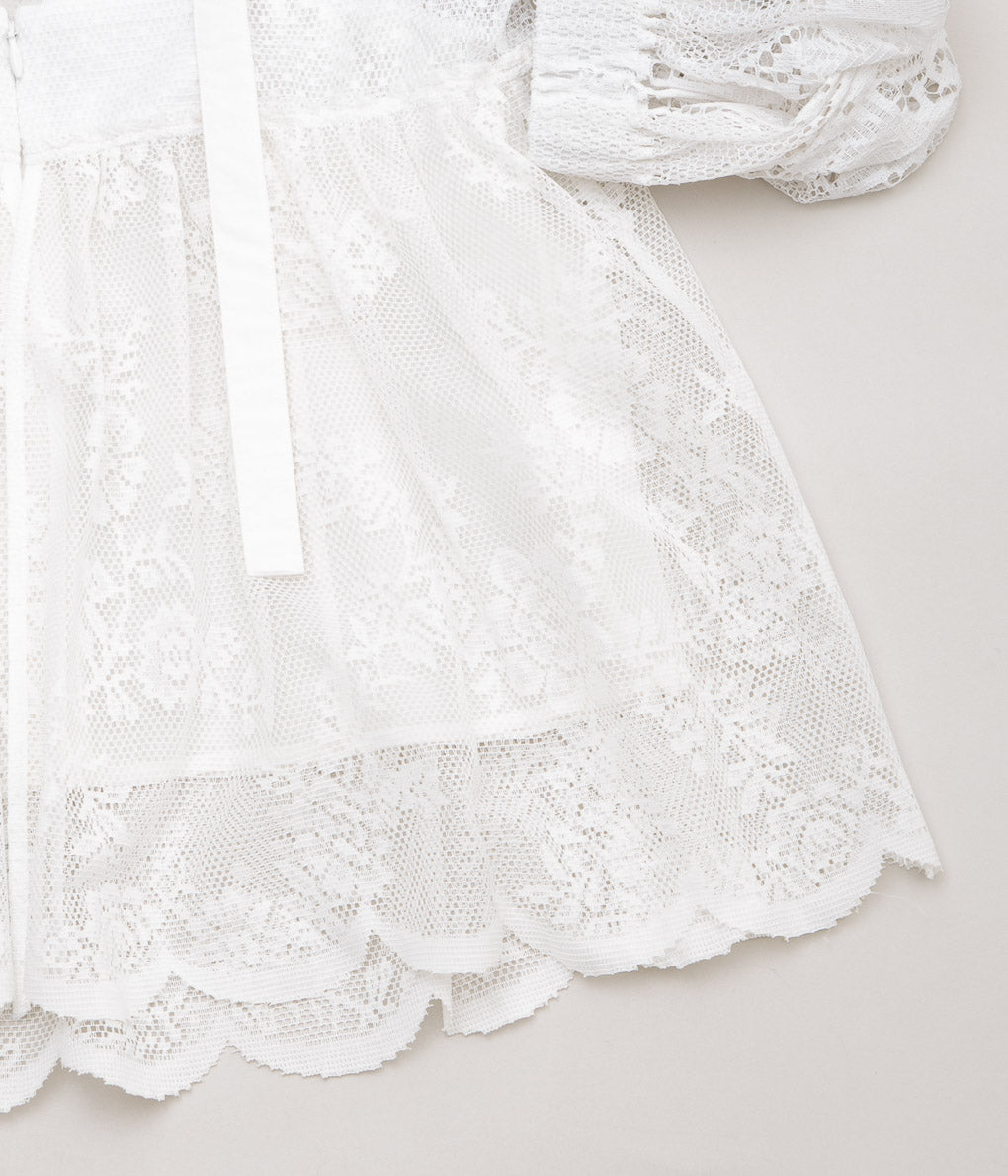 RENATA BRENHA "SERENO TOP"(OFF WHITE, UPCYCLED LACE CURTAINS)