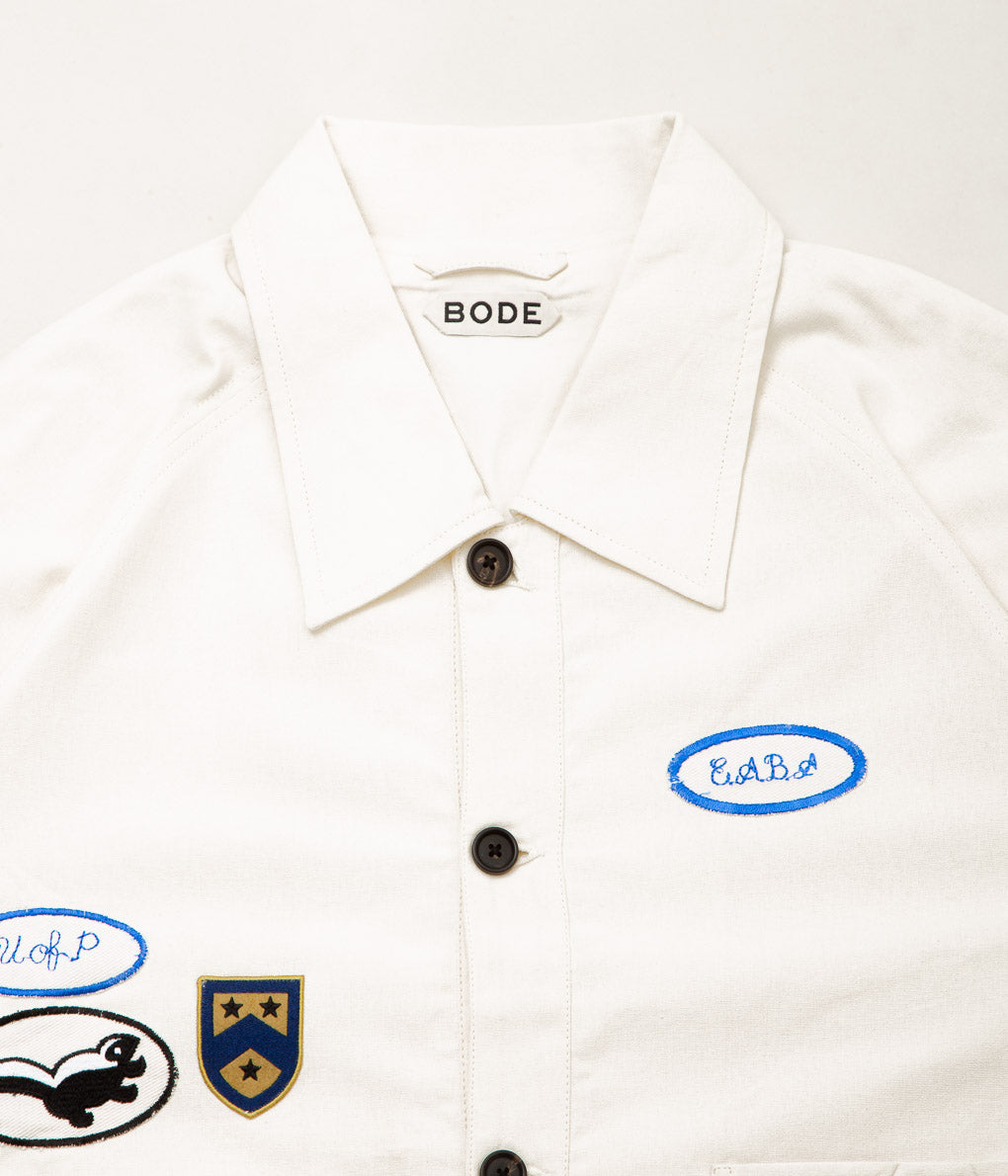 BODE ''CAMBRIDGE PATCH JACKET'' (WHITE MULTI)