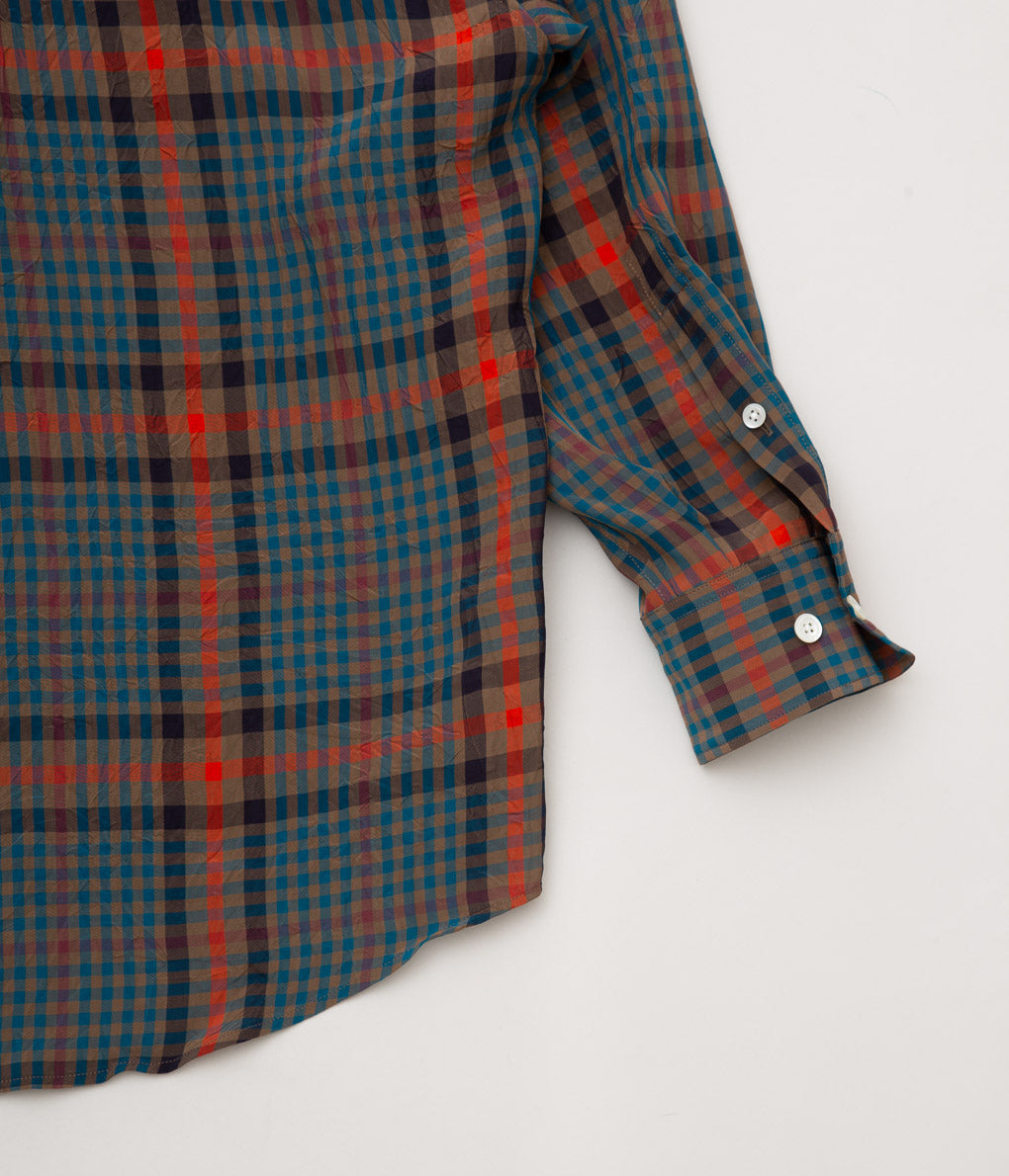 I AM DORK "BIG WORK SHIRT / VISCOSE"(BLUE×ORANGE×BROWN)