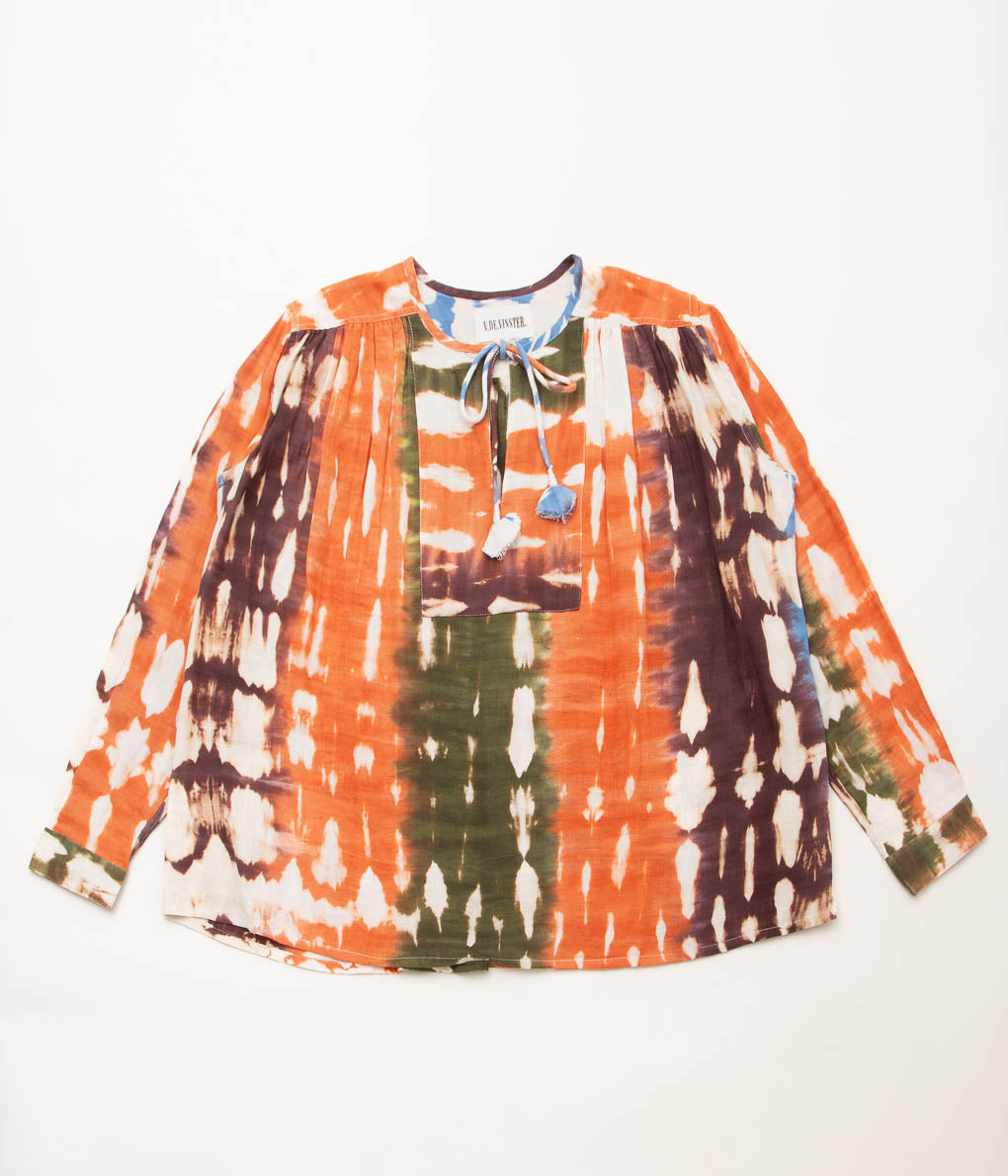 V DE VINSTER ''TIE&DYE BLOUSE'' (TANGERINE)