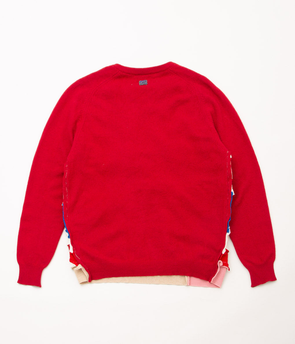 SHINYA NOMOTO"HANDMADE PATCHWORK UNION JACK CASHMERE SWEATER"(BURGUNDY)