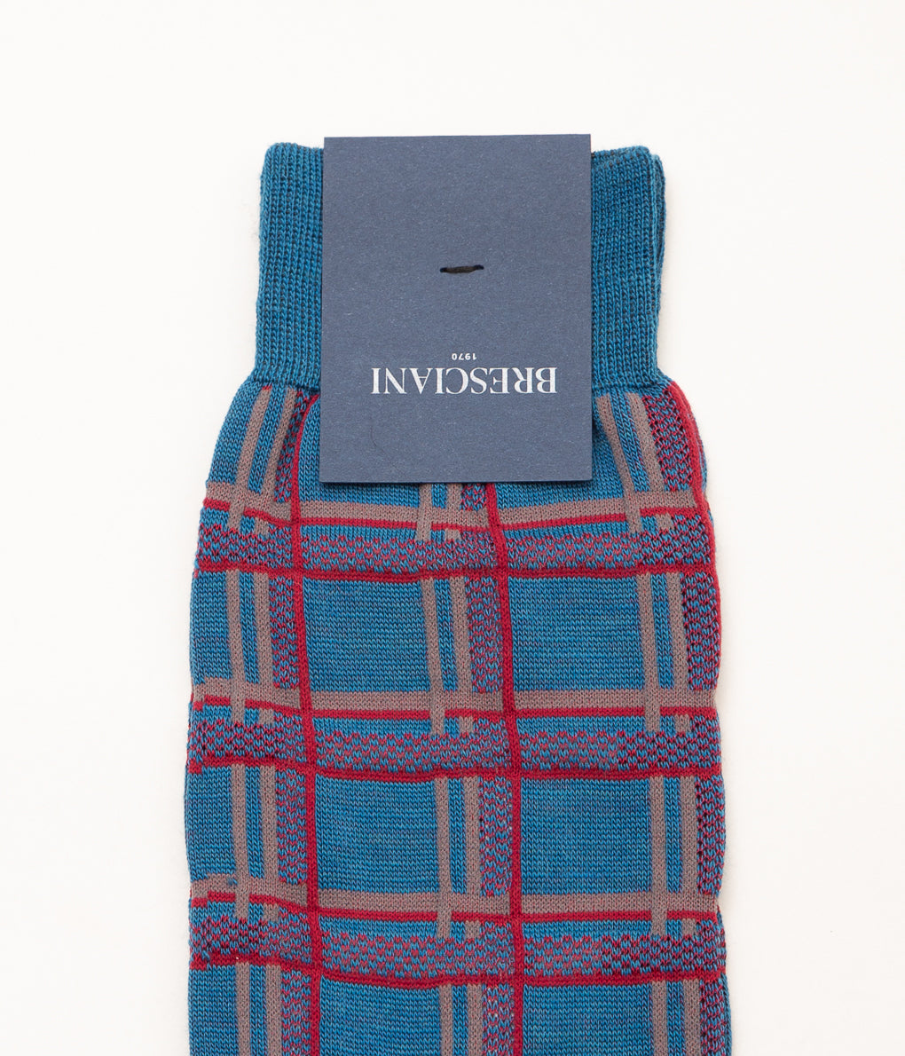 BRESCIANI "PLAID"(TURQUOISE x RED)