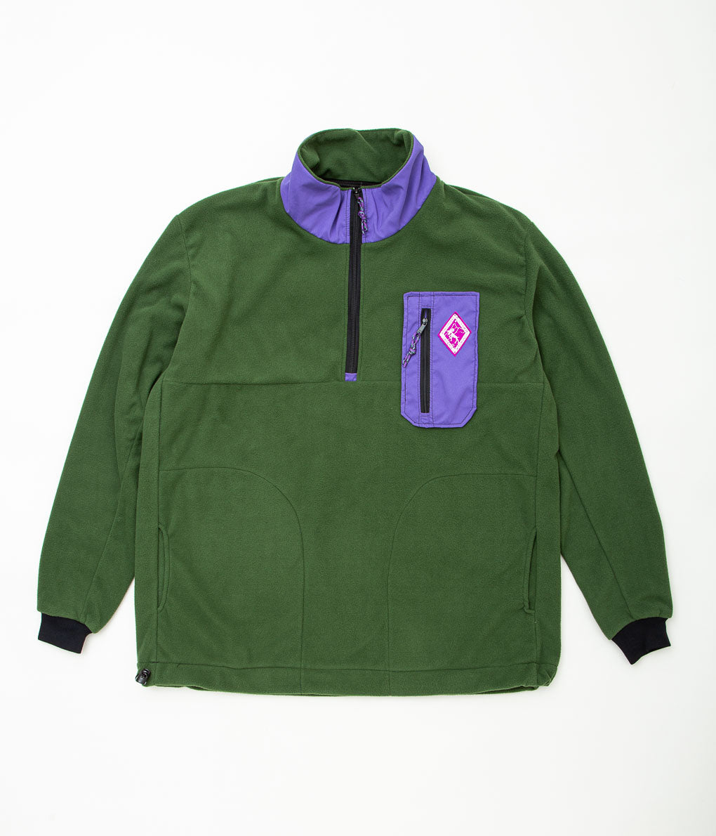 ATMOSPHERE MOUNTAINWORKS "FLEECE 1/4 ZIP PULLOVER"(GREEN×PURPLE)