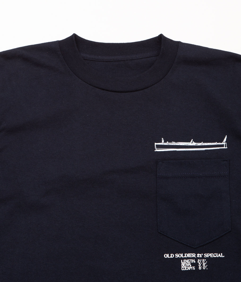 OLD SOLDIER "BLUEPRINT L/S TEE"(NAVY)