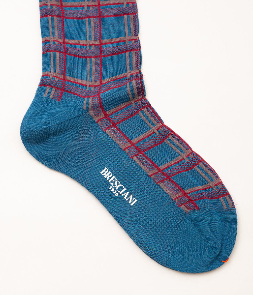 BRESCIANI "PLAID" (TURQUOISE x RED)