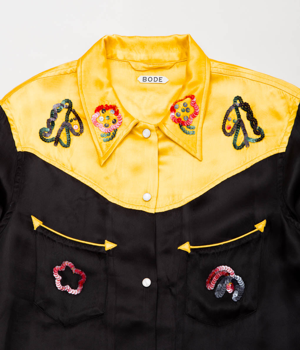 BODE ''SEQUIN RODEO SHIRT'' (GOLD BLACK)