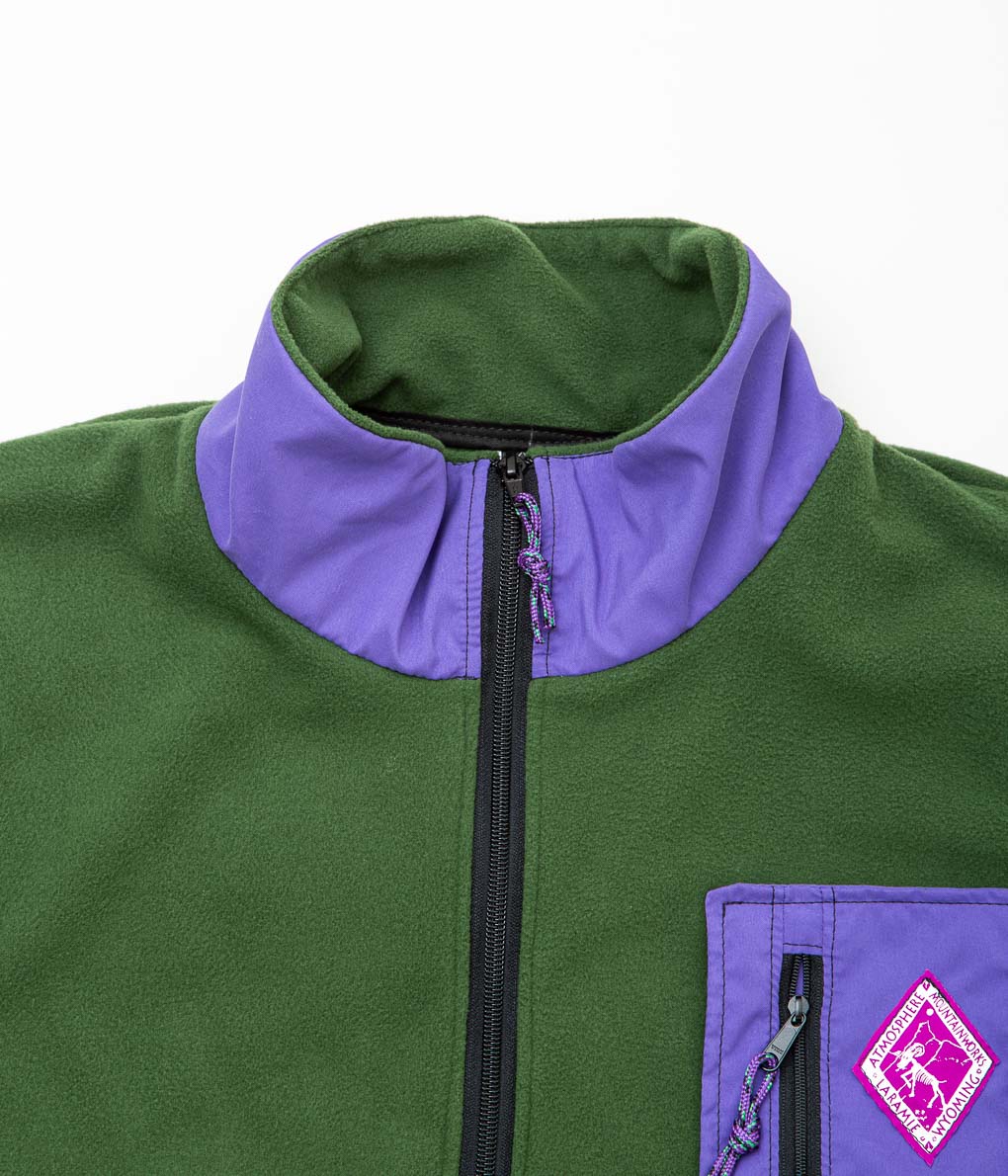 ATMOSPHERE MOUNTAINWORKS "FLEECE 1/4 ZIP PULLOVER"(GREEN×PURPLE)