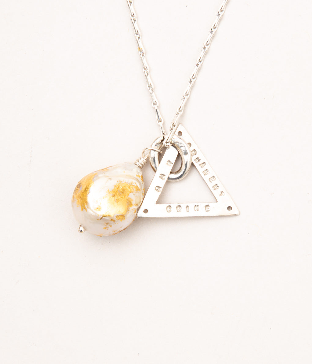 ORNAMENT&CRIME "O&C TRINGLE PEARL NECKLACE"(SILVER)-B